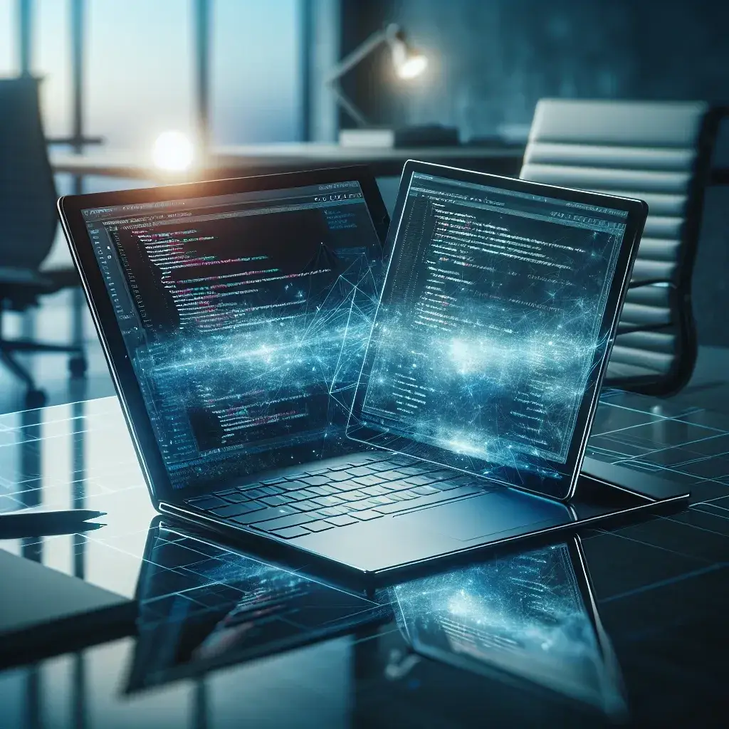 "Portatile 2-in-1 per programmatori con schermo touch e tastiera staccabile, che evidenzia i vantaggi e i limiti di questo dispositivo versatile per il coding e lo sviluppo software."